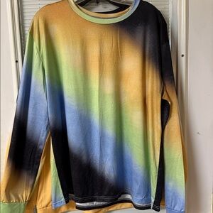 Long Sleeve Gradient Crewneck Top - Multi-Color